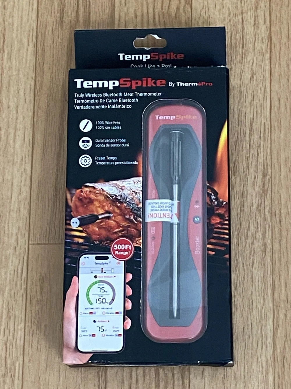 TEMPSPIKE Wireless Bluetooth Meat Thermometer - Red NIB